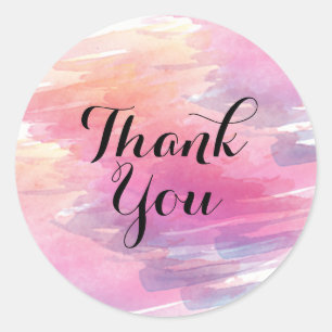 Watercolor Splatter Thank You Abstract Modern Classic Round Sticker