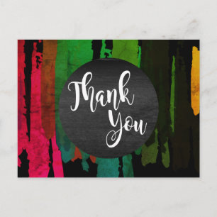 Watercolor Splatter Thank You Abstract Modern Postcard