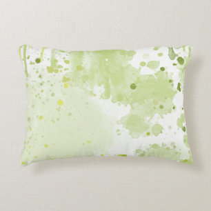 Watercolor Splatters Green and Sage Decorative Cushion