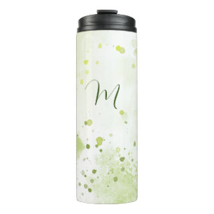 Watercolor Splatters Green and Sage Thermal Tumbler