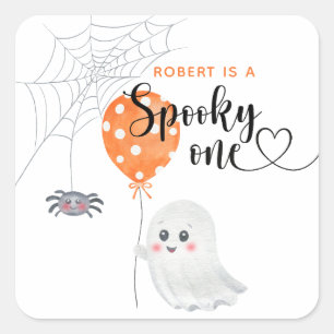 Watercolor Spooky One 1st Birthday Square Sticker