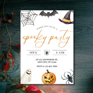 Watercolor Spooky & Sweet Halloween Party  Invitation