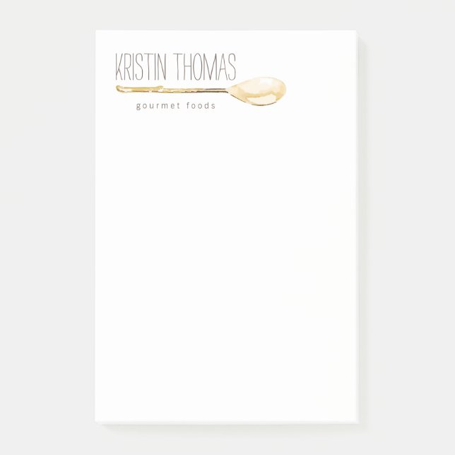 Watercolor Spoon Catering, Chef Post-it Notes (Front)