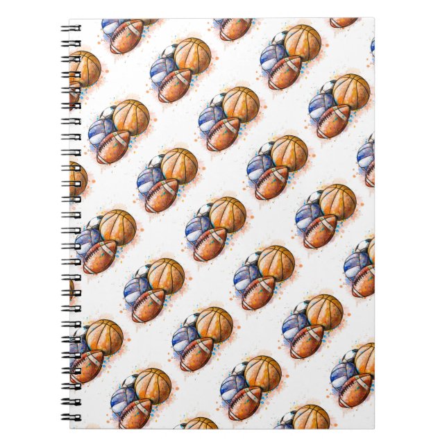 Watercolor Sport Balls Notebook (Front)