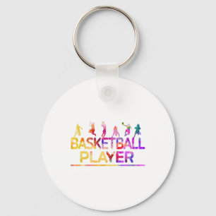 Watercolor Sport Basketball Player Key Ring