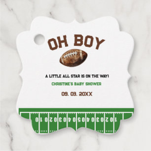 Watercolor Sport Football Baby Shower Favour Tags