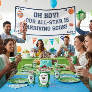 Watercolor Sport Football Baby Shower Paper Cups
