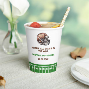 Watercolor Sport Football Baby Shower Paper Cups