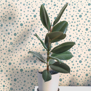 Watercolor Spots and Dots Blue Cream Wallpaper