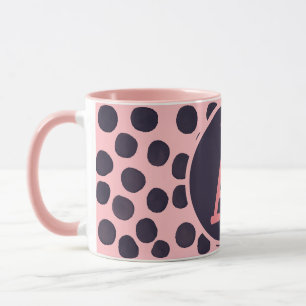 Watercolor Spots pink on pink with Monogram Mug