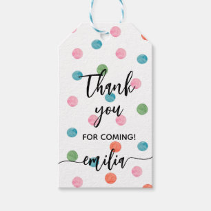 Watercolor Spots Thank You For Coming Party Gift Tags