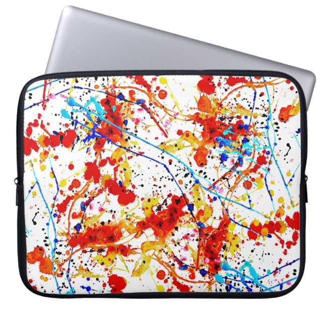 Watercolor Spots White Background Pattern Laptop Sleeve (Front)