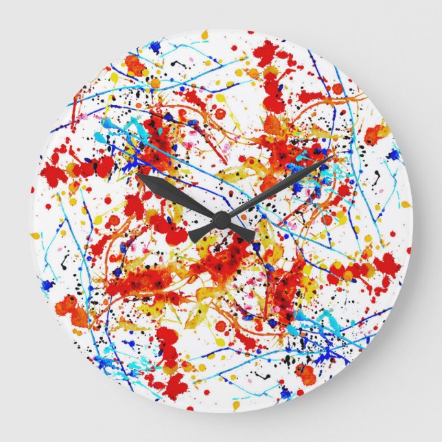 Watercolor Spots White Background Pattern Large Clock (Front)