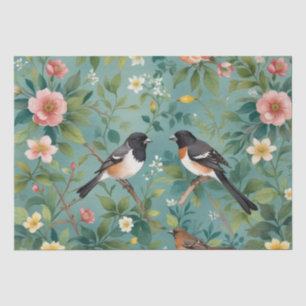 Watercolor Spotted Towhee Botanical Tissue Paper