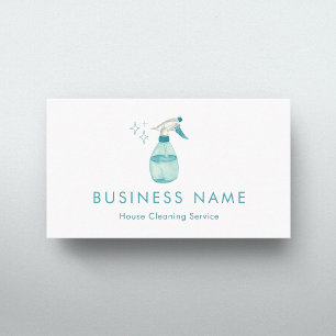 Watercolor Spray Bottle Sparkling House Cleaning Business Card