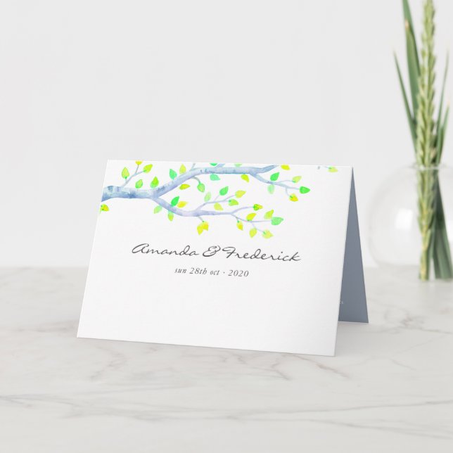 Watercolor Spring Birch Tree Wedding Programme (Front)