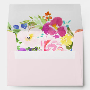 Watercolor Spring Blooms Floral Lined Envelope II