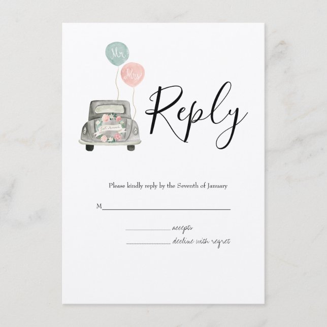 Watercolor Spring Botanical RSVP Wedding Enclosure Card (Front)