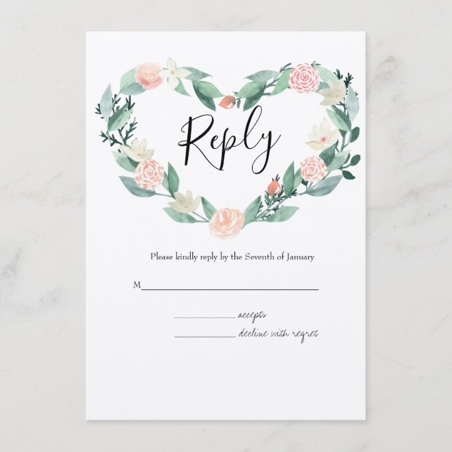 Watercolor Spring Botanical RSVP Wedding Enclosure Card (Front)