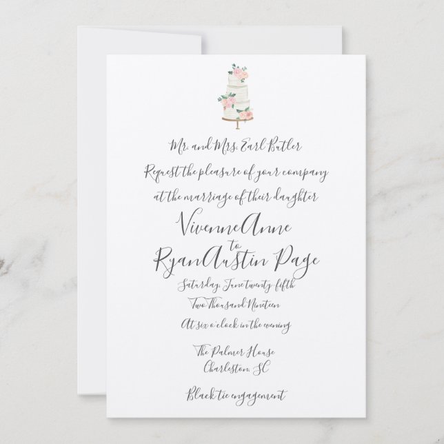 Watercolor Spring Botanical Wedding Invitation (Front)