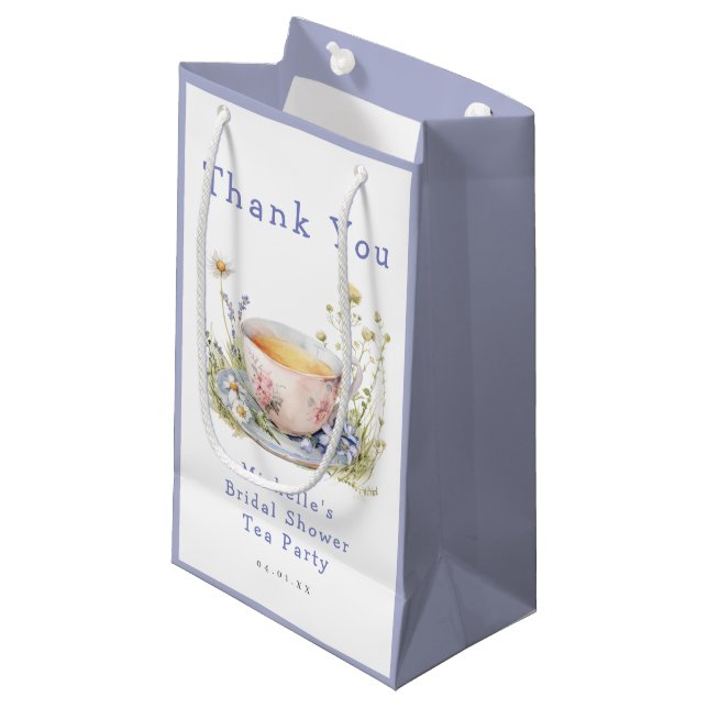 Watercolor Spring Bridal Shower Tea Party Small Gift Bag (Front Angled)