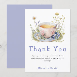 Watercolor Spring Bridal Shower Tea Party Thank You Card