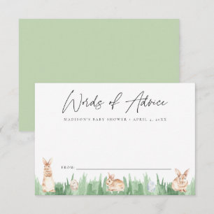 Watercolor Spring Bunnies Baby Shower Advice Card