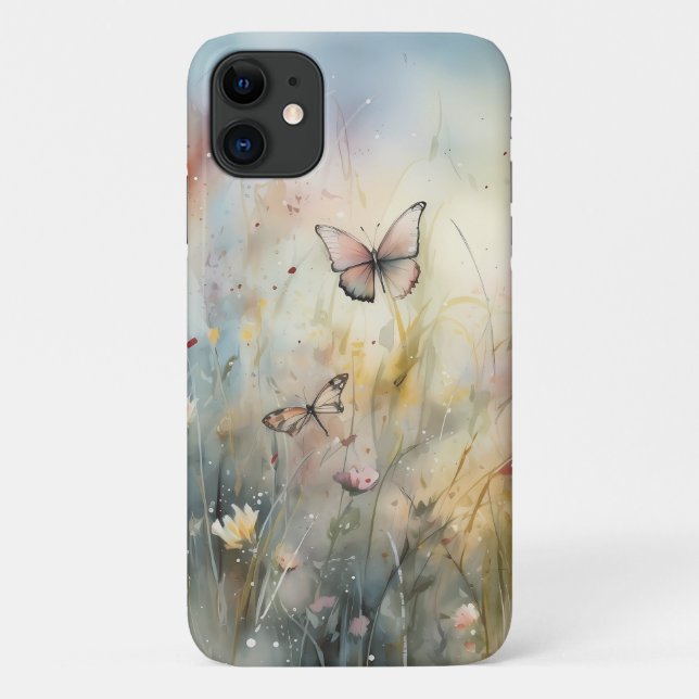 Watercolor Spring Butterflies Floral Phone Case (Back)