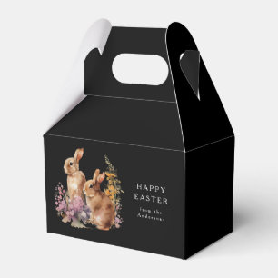Watercolor Spring Dark Floral Easter Bunny Favour Box