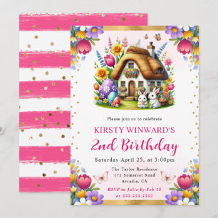 Watercolor Spring Easter House Birthday Invitation