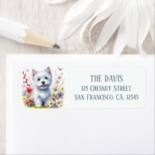 Watercolor Spring Field of Flowers Westie -