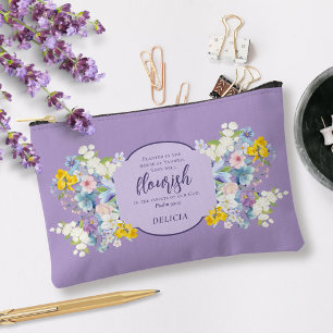 Watercolor Spring Floral Bible Verse Personalised Accessory Pouch