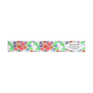 Watercolor Spring Floral Blooms Wrap Around Label