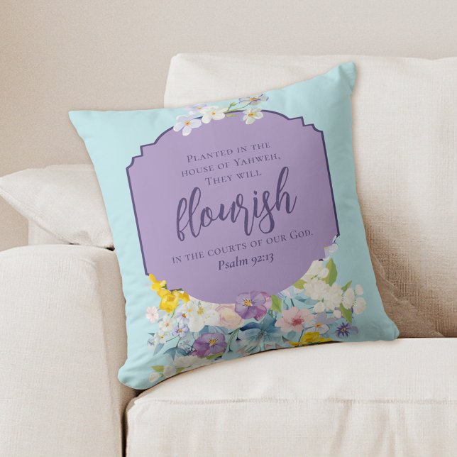 Watercolor Spring Floral Bouquet Bible Verse Cushion (Creator Uploaded)