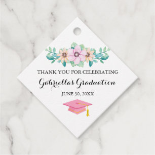 Watercolor Spring Floral Burst Graduation Favour Tags