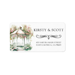 Watercolor Spring Floral Gazebo Wedding Address Label