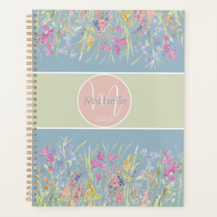 Watercolor Spring Floral Monogram Planner