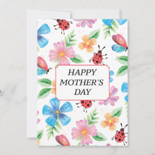 Watercolor Spring Floral Pattern Mother's Day Holiday Card