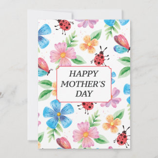 Watercolor Spring Floral Pattern Mother's Day Holiday Card