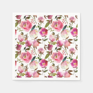 Watercolor Spring Floral Pattern Napkin
