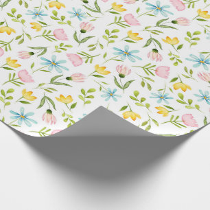 Watercolor Spring Floral Pattern Wrapping Paper