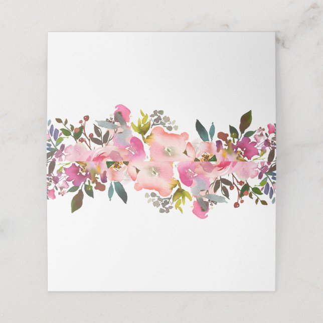 Watercolor Spring Floral Place Card (Outside Unfolded)