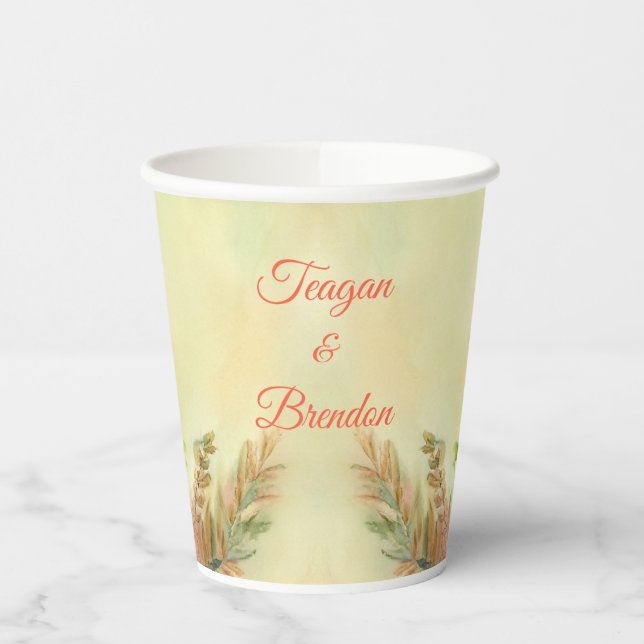 Watercolor Spring Floral Poppies Paper Cups (Left)