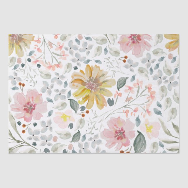 Watercolor Spring floral  Tissue Paper (Front)