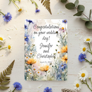 Watercolor Spring Floral Wedding Congratulations Card