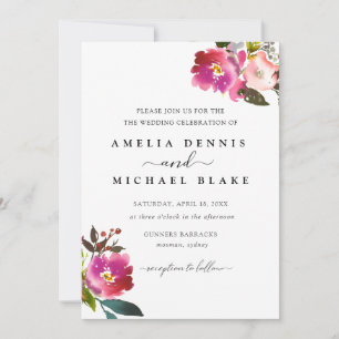 Watercolor Spring Floral Wedding Invitation