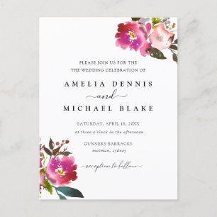 Watercolor Spring Floral Wedding Invitation Postcard