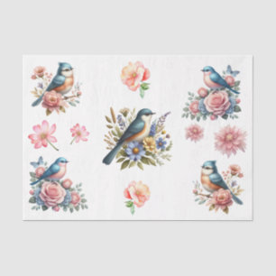 Watercolor Spring Florals & Birds Elements Tissue Paper