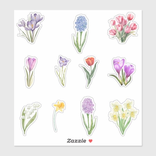 Watercolor Spring Flowers  (Sheet)