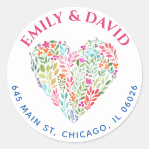 Watercolor Spring Flowers Address Classic Round Sticker
